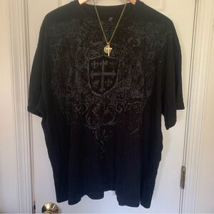 Retro J. Ferrar Black Cross & Shield Graphic Tee Shirt